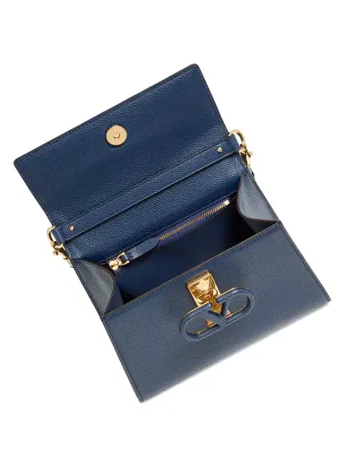 Valentino Garavani Women's V-Sling Grainy Calfskin Handbag - Blue | Thumbnail 5 Valentino Garavani Women's V-Sling Grainy Calfskin Handbag - Blue | Thumbnail 5