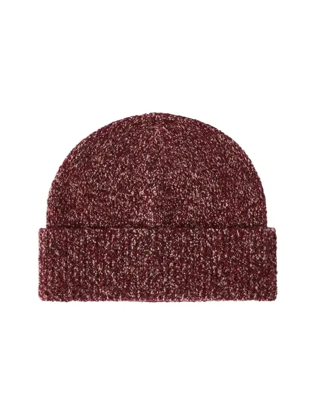 Men's Virgin Wool, Silk and Cashmere Ribbed Beanie - Burgundy Men's Virgin Wool, Silk and Cashmere Ribbed Beanie - Burgundy