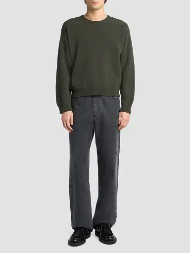 Jil Sander Men's Saddle Shoulder Wool-Blend Sweater - Utility | Thumbnail 2 Jil Sander Men's Saddle Shoulder Wool-Blend Sweater - Utility | Thumbnail 2
