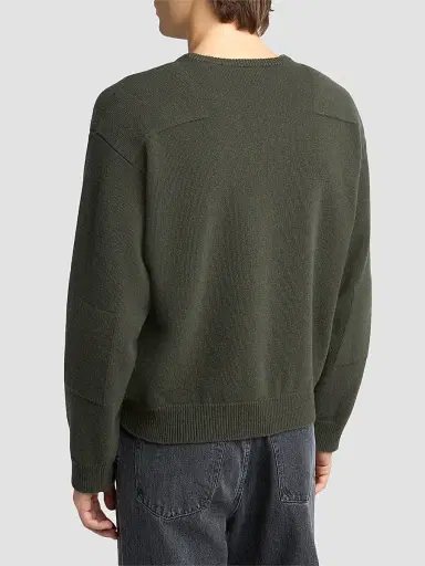 Jil Sander Men's Saddle Shoulder Wool-Blend Sweater - Utility | Thumbnail 3 Jil Sander Men's Saddle Shoulder Wool-Blend Sweater - Utility | Thumbnail 3