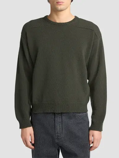 Jil Sander Men's Saddle Shoulder Wool-Blend Sweater - Utility | Thumbnail 4 Jil Sander Men's Saddle Shoulder Wool-Blend Sweater - Utility | Thumbnail 4
