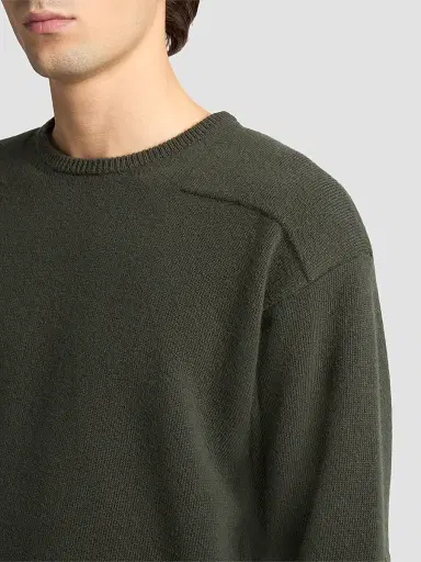 Jil Sander Men's Saddle Shoulder Wool-Blend Sweater - Utility | Thumbnail 5 Jil Sander Men's Saddle Shoulder Wool-Blend Sweater - Utility | Thumbnail 5