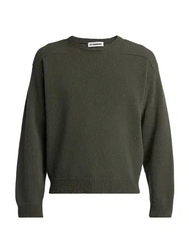 Jil Sander Men's Saddle Shoulder Wool-Blend Sweater - Utility | Thumbnail 1 Jil Sander Men's Saddle Shoulder Wool-Blend Sweater - Utility | Thumbnail 1