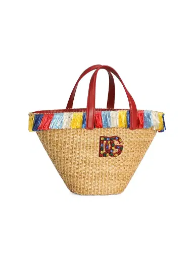 Dolce & Gabbana Girl's DG Fringe-Trimmed Straw Bag | Thumbnail 3 Dolce & Gabbana Girl's DG Fringe-Trimmed Straw Bag | Thumbnail 3