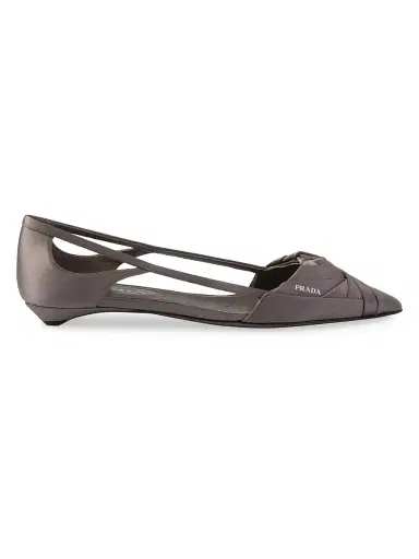 Prada Women's Satin Cut-Out Ballerinas | Thumbnail 1 Prada Women's Satin Cut-Out Ballerinas | Thumbnail 1