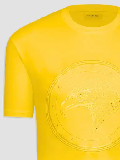 Stefano Ricci Men's Eagle Embroidered Logo T-Shirt - Yellow | Thumbnail 2 Stefano Ricci Men's Eagle Embroidered Logo T-Shirt - Yellow | Thumbnail 2