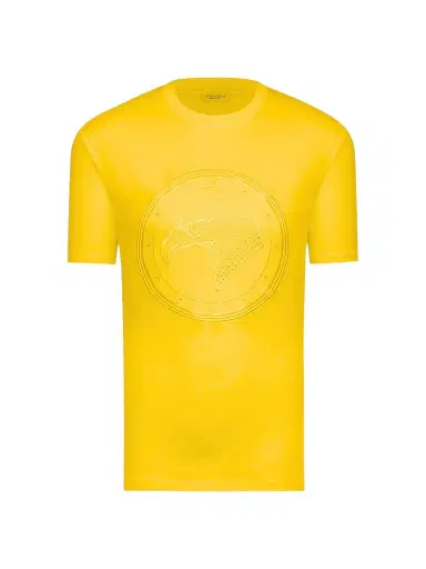 Stefano Ricci Men's Eagle Embroidered Logo T-Shirt - Yellow | Thumbnail 1 Stefano Ricci Men's Eagle Embroidered Logo T-Shirt - Yellow | Thumbnail 1