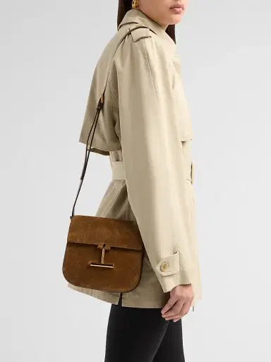 TOM FORD Women's Tara Suede Mini Flap Crossbody Bag - Whiskey | Thumbnail 2 TOM FORD Women's Tara Suede Mini Flap Crossbody Bag - Whiskey | Thumbnail 2
