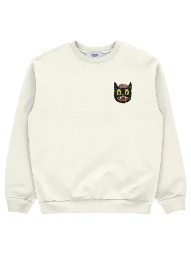 Arrels Barcelona Men's Small Cat Graphic Cotton Sweatshirt - Off White - Size XXL | Thumbnail 1 Arrels Barcelona Men's Small Cat Graphic Cotton Sweatshirt - Off White - Size XXL | Thumbnail 1