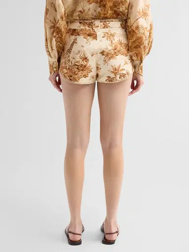 Zimmermann Women's Indra Printed Linen Shorts - Coffee Safari | Thumbnail 3 Zimmermann Women's Indra Printed Linen Shorts - Coffee Safari | Thumbnail 3