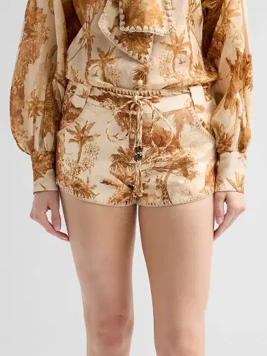 Zimmermann Women's Indra Printed Linen Shorts - Coffee Safari | Thumbnail 5 Zimmermann Women's Indra Printed Linen Shorts - Coffee Safari | Thumbnail 5