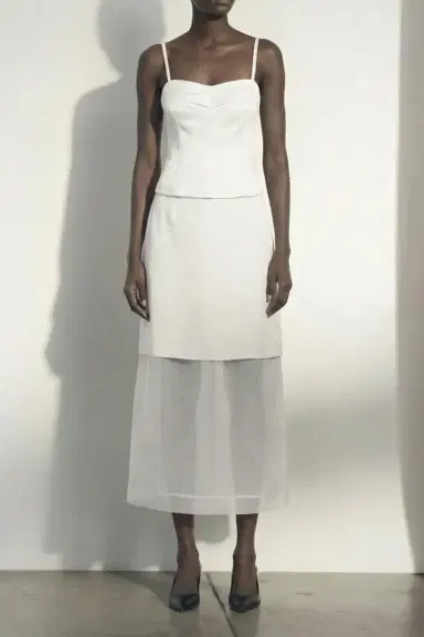 Jason Wu Collection WASHED TWILL LAYERED SLEEVELESS COCKTAIL DRESS | Thumbnail 1 Jason Wu Collection WASHED TWILL LAYERED SLEEVELESS COCKTAIL DRESS | Thumbnail 1