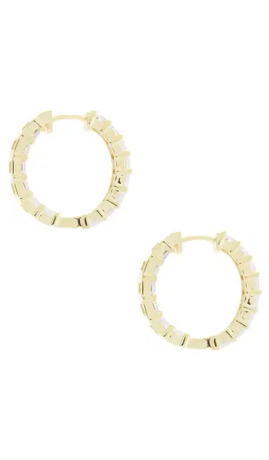 By Adina Eden Baguette Hoop Earring | Thumbnail 2 By Adina Eden Baguette Hoop Earring | Thumbnail 2