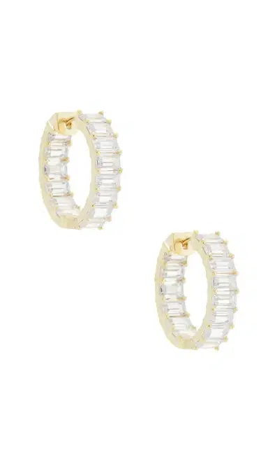 By Adina Eden Baguette Hoop Earring | Thumbnail 1 By Adina Eden Baguette Hoop Earring | Thumbnail 1