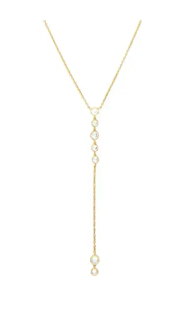 By Adina Eden Multi Bezel Stone Drop Lariat Necklace | Thumbnail 2 By Adina Eden Multi Bezel Stone Drop Lariat Necklace | Thumbnail 2