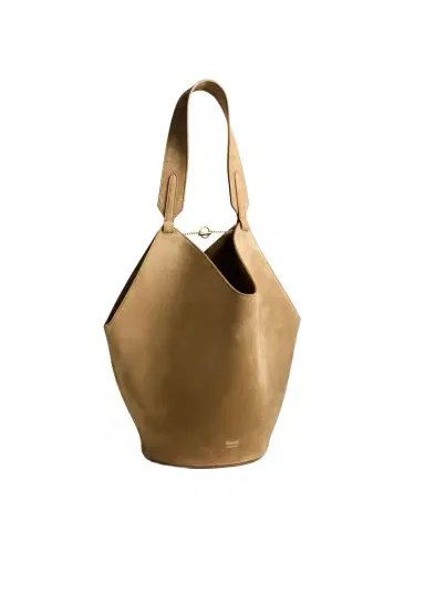 Khaite Small Lotus Tote In Mud Suede | Thumbnail 1 Khaite Small Lotus Tote In Mud Suede | Thumbnail 1