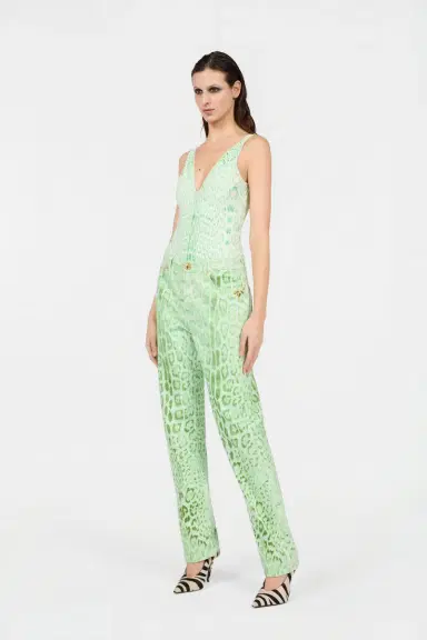 Roberto Cavalli Cotton Denim with Jaguar Mint Print | Thumbnail 6 Roberto Cavalli Cotton Denim with Jaguar Mint Print | Thumbnail 6