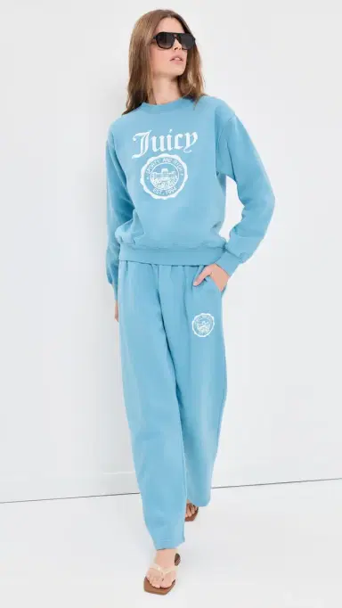 Sporty & Rich x Juicy Couture Emblem Sweatshirt ky Blue | Thumbnail 5 Sporty & Rich x Juicy Couture Emblem Sweatshirt ky Blue | Thumbnail 5