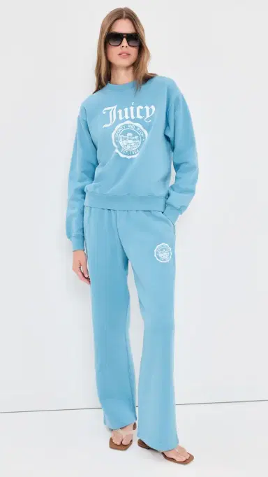 Sporty & Rich X Juicy Couture Emblem Wide Sweatpants ky Blue | Thumbnail 5 Sporty & Rich X Juicy Couture Emblem Wide Sweatpants ky Blue | Thumbnail 5