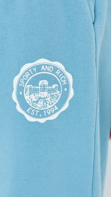 Sporty & Rich X Juicy Couture Emblem Wide Sweatpants ky Blue | Thumbnail 6 Sporty & Rich X Juicy Couture Emblem Wide Sweatpants ky Blue | Thumbnail 6