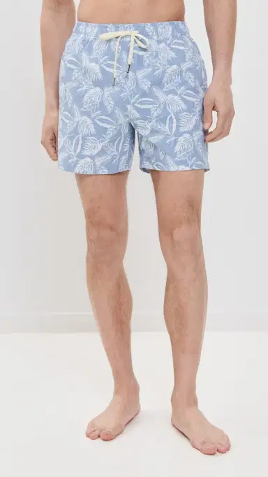 Fair Harbor The Bungalow Swim Trunks 5 Sky Blue Leaves M | Thumbnail 2 Fair Harbor The Bungalow Swim Trunks 5 Sky Blue Leaves M | Thumbnail 2