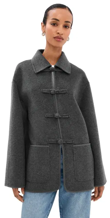 Róhe Double-Faced Wool Jacket Dark Grey Melange | Thumbnail 1 Róhe Double-Faced Wool Jacket Dark Grey Melange | Thumbnail 1