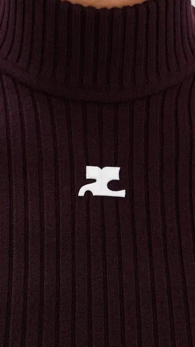 Courrèges Reedition Short Sleeves Rib Knit Sweater Burgundy | Thumbnail 6 Courrèges Reedition Short Sleeves Rib Knit Sweater Burgundy | Thumbnail 6