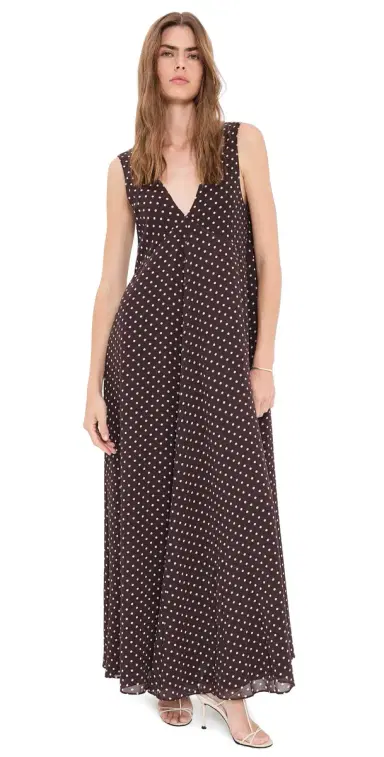 VRG GRL aeve Maxi Dress Chocolate Polka Dot | Thumbnail 1 VRG GRL aeve Maxi Dress Chocolate Polka Dot | Thumbnail 1