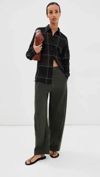 Tibi heer Wool Gauze Oversized Check Shirt Black multi | Thumbnail 5 Tibi heer Wool Gauze Oversized Check Shirt Black multi | Thumbnail 5