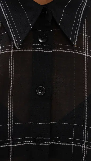 Tibi heer Wool Gauze Oversized Check Shirt Black multi | Thumbnail 6 Tibi heer Wool Gauze Oversized Check Shirt Black multi | Thumbnail 6