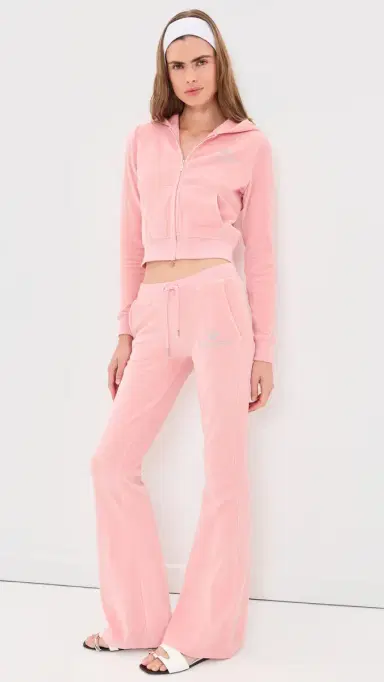 Sporty & Rich Juicy Script Velour Zip Hoodie Rose L | Thumbnail 5 Sporty & Rich Juicy Script Velour Zip Hoodie Rose L | Thumbnail 5