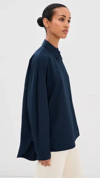 Tibi Gabe Oversized Button Down Shirt Navy | Thumbnail 4 Tibi Gabe Oversized Button Down Shirt Navy | Thumbnail 4
