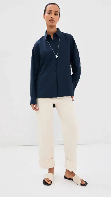 Tibi Gabe Oversized Button Down Shirt Navy | Thumbnail 5 Tibi Gabe Oversized Button Down Shirt Navy | Thumbnail 5