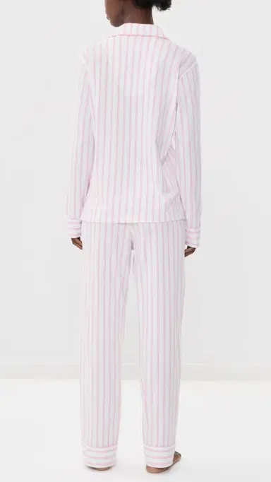 Petite Plume Luxe Pima Cotton tripe Pajama et White | Thumbnail 3 Petite Plume Luxe Pima Cotton tripe Pajama et White | Thumbnail 3