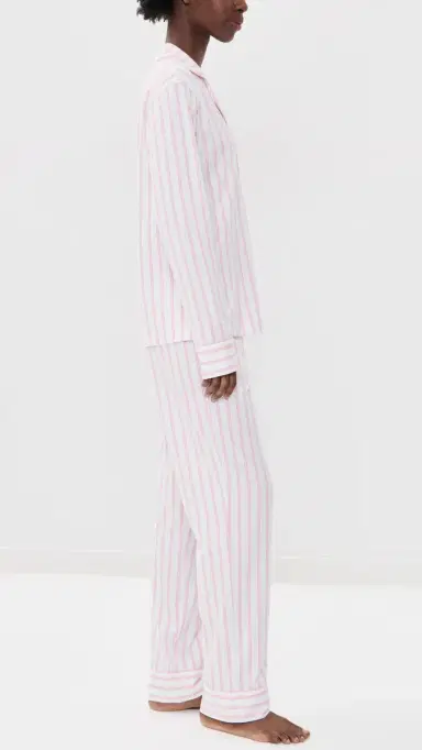 Petite Plume Luxe Pima Cotton tripe Pajama et White | Thumbnail 4 Petite Plume Luxe Pima Cotton tripe Pajama et White | Thumbnail 4