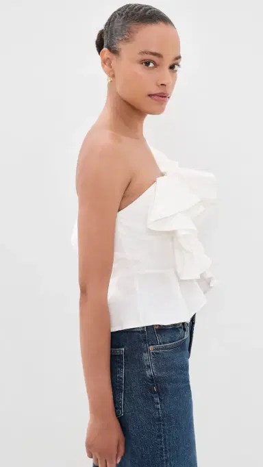 English Factory One Shoulder Ruffle Top White | Thumbnail 4 English Factory One Shoulder Ruffle Top White | Thumbnail 4