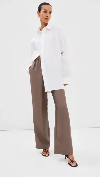 Róhe Relaxed Silk Trousers Taupe | Thumbnail 2 Róhe Relaxed Silk Trousers Taupe | Thumbnail 2