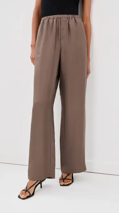 Róhe Relaxed Silk Trousers Taupe | Thumbnail 3 Róhe Relaxed Silk Trousers Taupe | Thumbnail 3