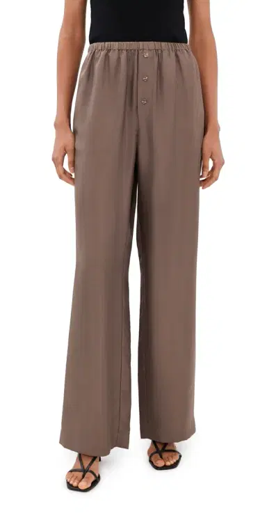 Róhe Relaxed Silk Trousers Taupe | Thumbnail 1 Róhe Relaxed Silk Trousers Taupe | Thumbnail 1