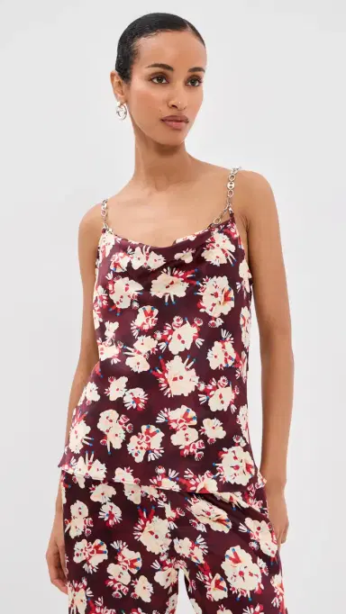 rabanne Silk Floral Top Flowers Trims Purple/Yel | Thumbnail 2 rabanne Silk Floral Top Flowers Trims Purple/Yel | Thumbnail 2
