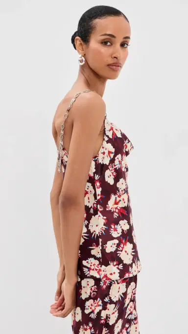 rabanne Silk Floral Top Flowers Trims Purple/Yel | Thumbnail 4 rabanne Silk Floral Top Flowers Trims Purple/Yel | Thumbnail 4