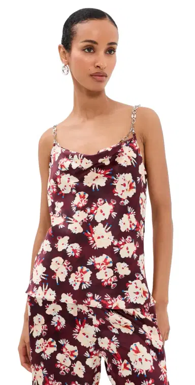 rabanne Silk Floral Top Flowers Trims Purple/Yel | Thumbnail 1 rabanne Silk Floral Top Flowers Trims Purple/Yel | Thumbnail 1