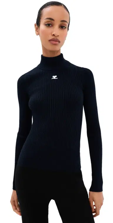 Courrèges Reedition Knit Sweater Navy | Thumbnail 1 Courrèges Reedition Knit Sweater Navy | Thumbnail 1