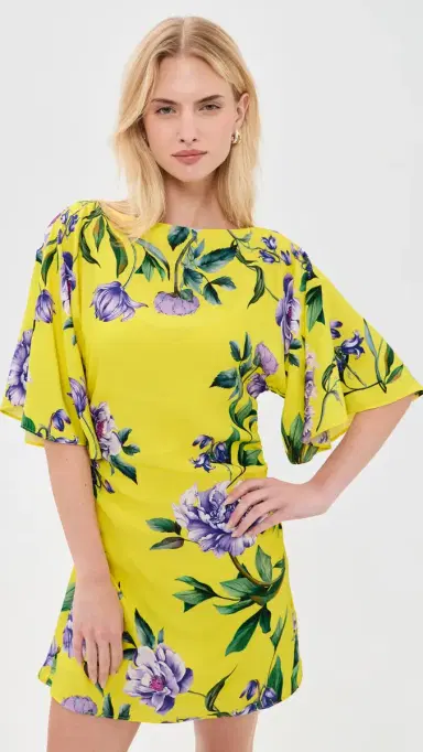 Hemant & Nandita Boat Neck hort Dress Yellow | Thumbnail 2 Hemant & Nandita Boat Neck hort Dress Yellow | Thumbnail 2