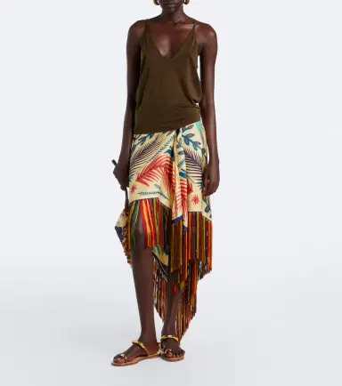Etro Fringed printed asymmetric silk midi skirt | Thumbnail 2 Etro Fringed printed asymmetric silk midi skirt | Thumbnail 2