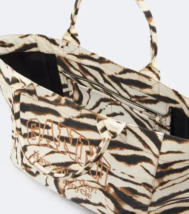 Ganni Large zebra-print canvas tote bag | Thumbnail 3 Ganni Large zebra-print canvas tote bag | Thumbnail 3