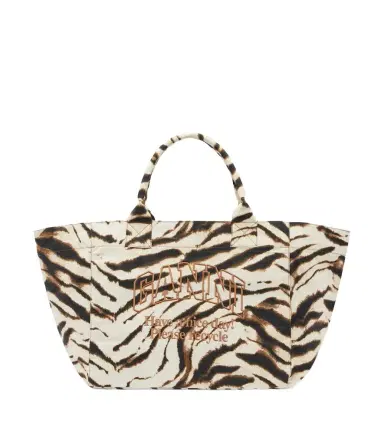 Ganni Large zebra-print canvas tote bag | Thumbnail 1 Ganni Large zebra-print canvas tote bag | Thumbnail 1