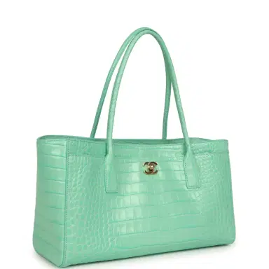 Chanel Chanel Small Cerf Shopping Bag Teal Croc Embossed Calfskin Gold Hardware | Thumbnail 2 Chanel Chanel Small Cerf Shopping Bag Teal Croc Embossed Calfskin Gold Hardware | Thumbnail 2