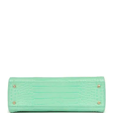 Chanel Chanel Small Cerf Shopping Bag Teal Croc Embossed Calfskin Gold Hardware | Thumbnail 6 Chanel Chanel Small Cerf Shopping Bag Teal Croc Embossed Calfskin Gold Hardware | Thumbnail 6