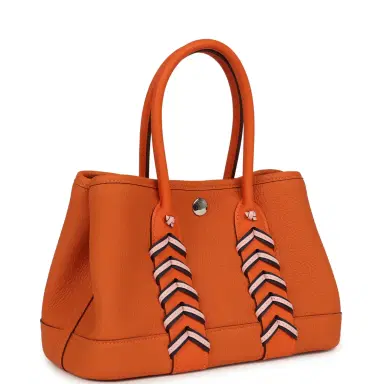 HERMÈS Hermes Garden Party Neo 23 "Bredies" Orange, Rose Sakura, Bleu Navy Togo and Swift Palladium Hardware | Thumbnail 2 HERMÈS Hermes Garden Party Neo 23 "Bredies" Orange, Rose Sakura, Bleu Navy Togo and Swift Palladium Hardware | Thumbnail 2